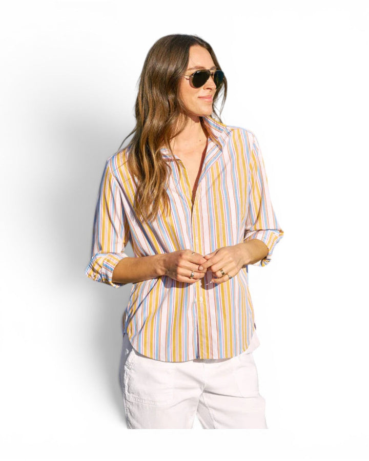 Frank &amp; Eileen Relaxed Button-Up In Gold With Red And Blue Stripe