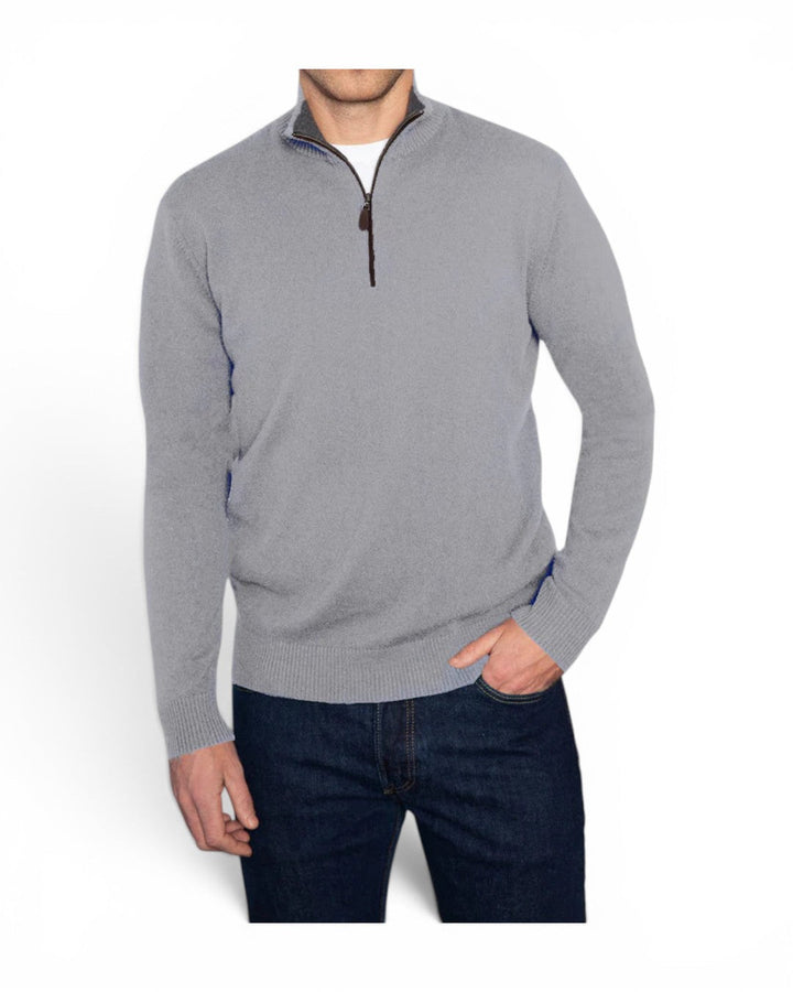 Kinross Suede Trim 1/4 Zip Mock In Glacier