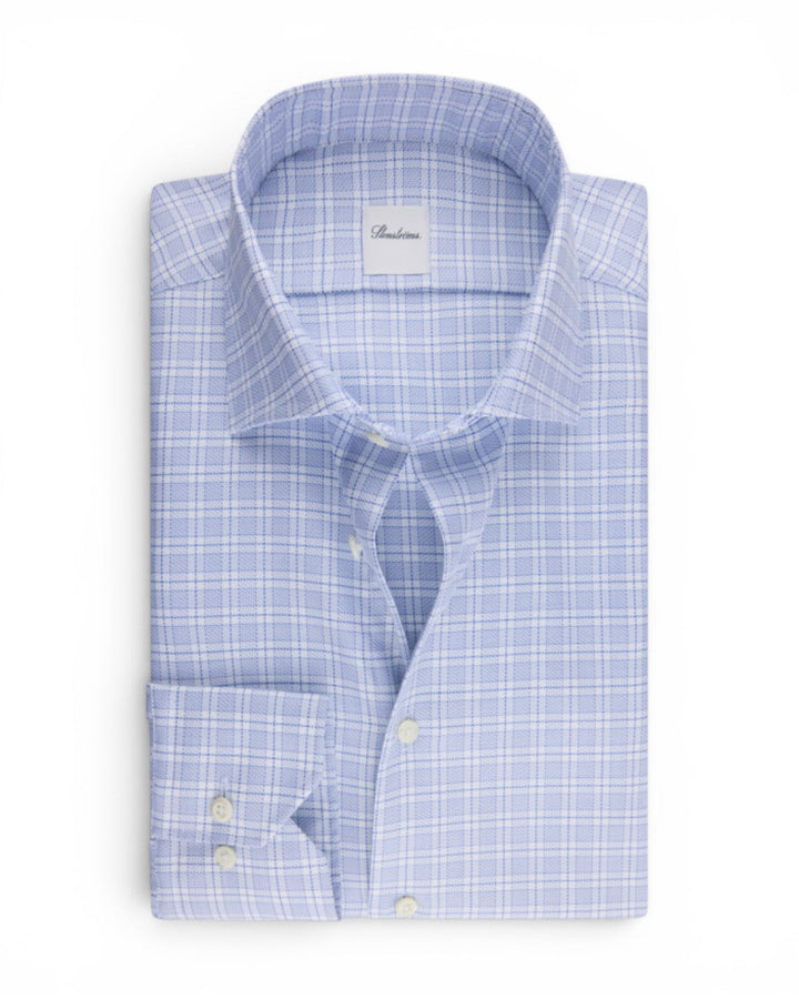 Stenstroms Dark Blue Checked Twill Shirt