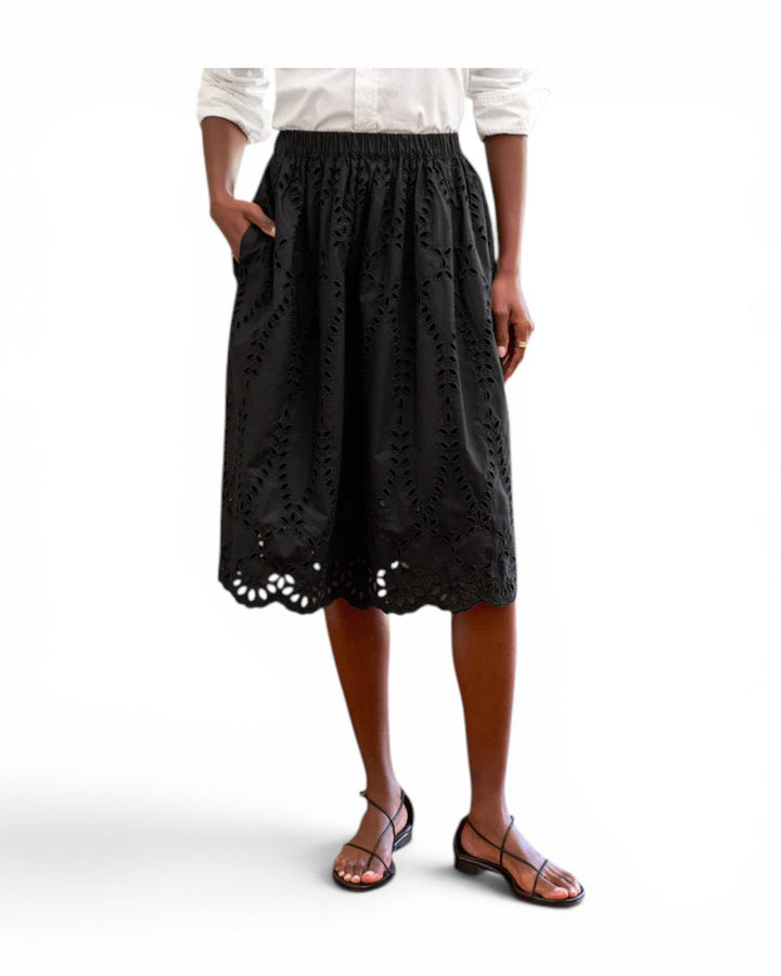 Frank &amp; Eileen Grace Eyelet Midi Skirt In Black