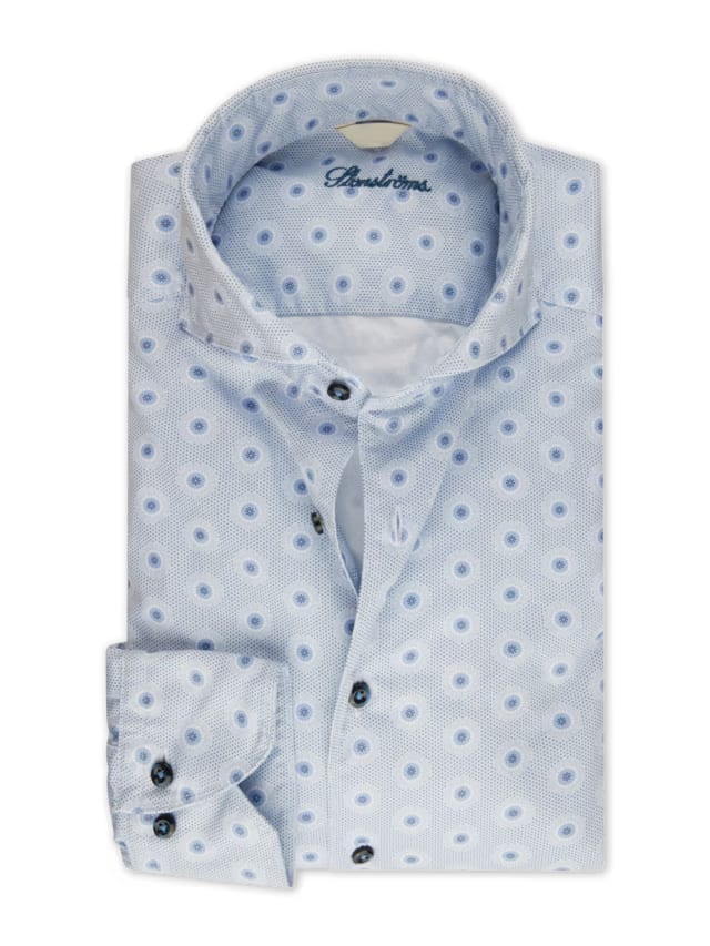 Stenstroms Light Blue Patterned Twill Shirt