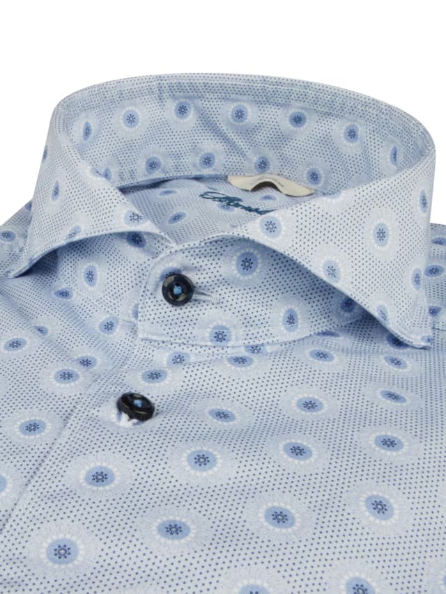 Stenstroms Light Blue Patterned Twill Shirt