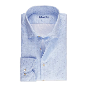 Stenstrom's Casual Houndstooth Twill Shirt in Light Blue