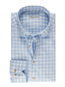 Stenstroms Casual Blue Checked Twill Shirt