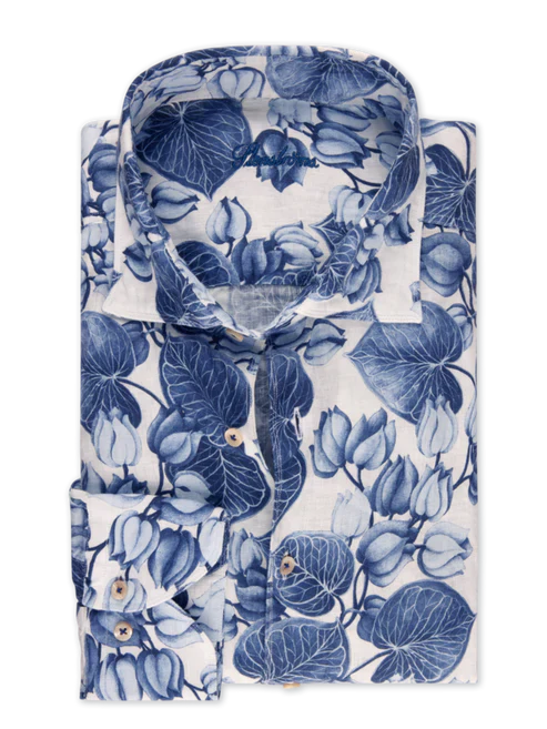 Stenstroms Blue Print  Linen Shirt
