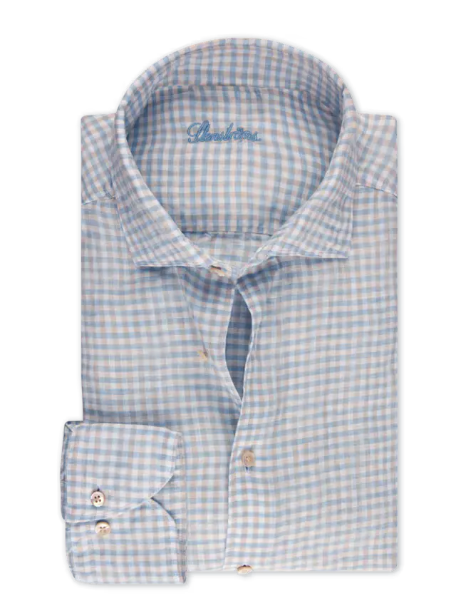 Stenstroms Blue Checked Linen Shirt