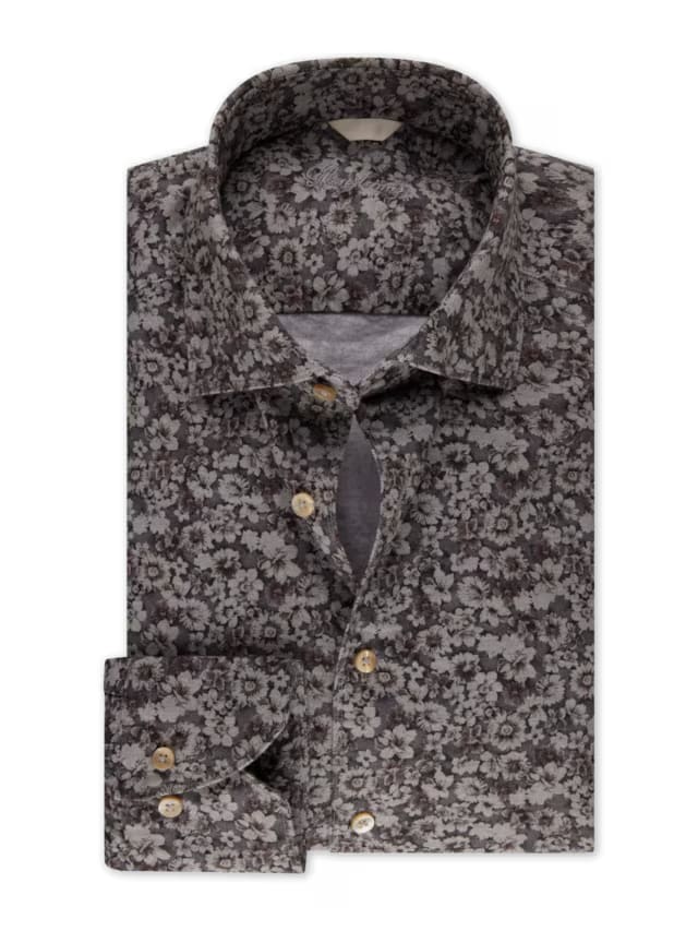 Stenstroms Grey Floral Flannel Shirt