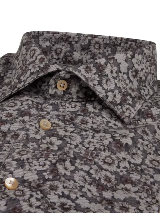 Stenstroms Grey Floral Flannel Shirt