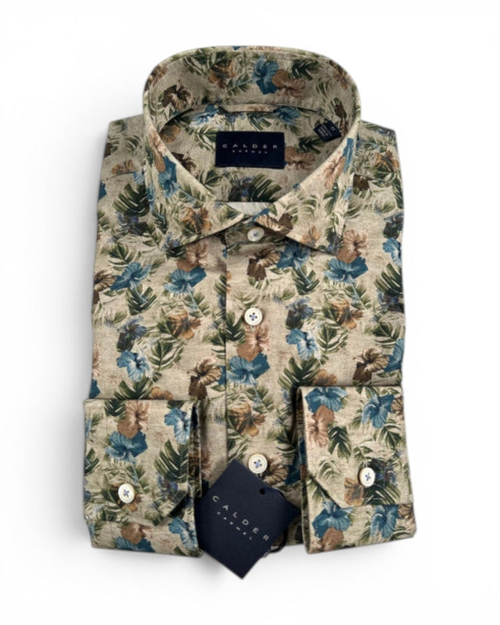 Calder Woven Poplin In Lt Olive