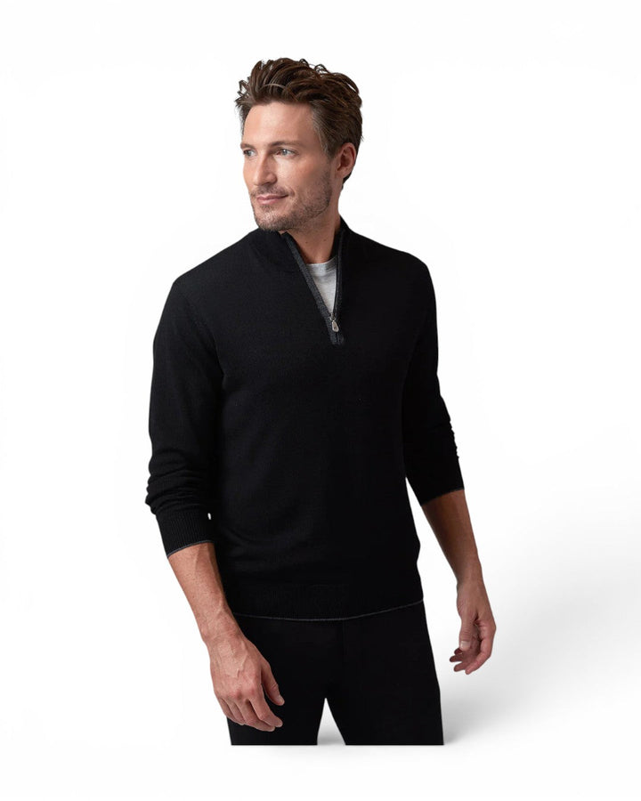 Raffi Merino Zip Mock In Black