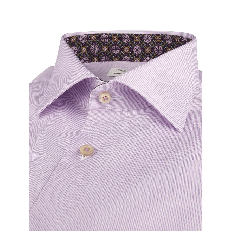 Stenstroms Striped Contrast Twill Shirt In Lavender