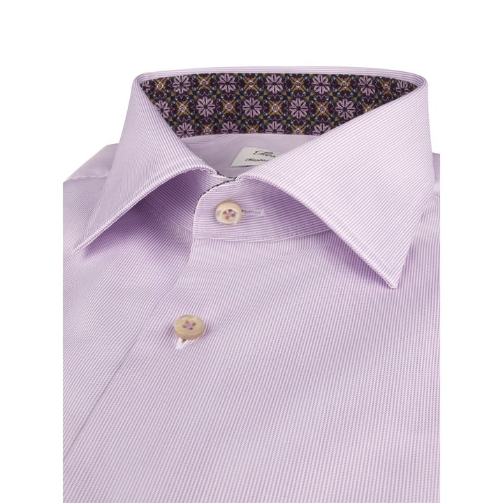 Stenstroms Striped Contrast Twill Shirt In Lavender
