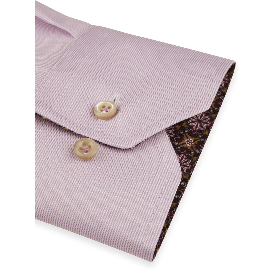 Stenstroms Striped Contrast Twill Shirt In Lavender