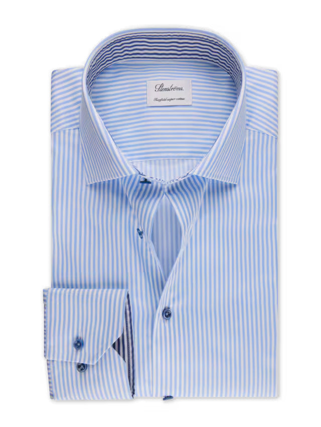 Stenstroms Light Blue Contrast Twill Shirt