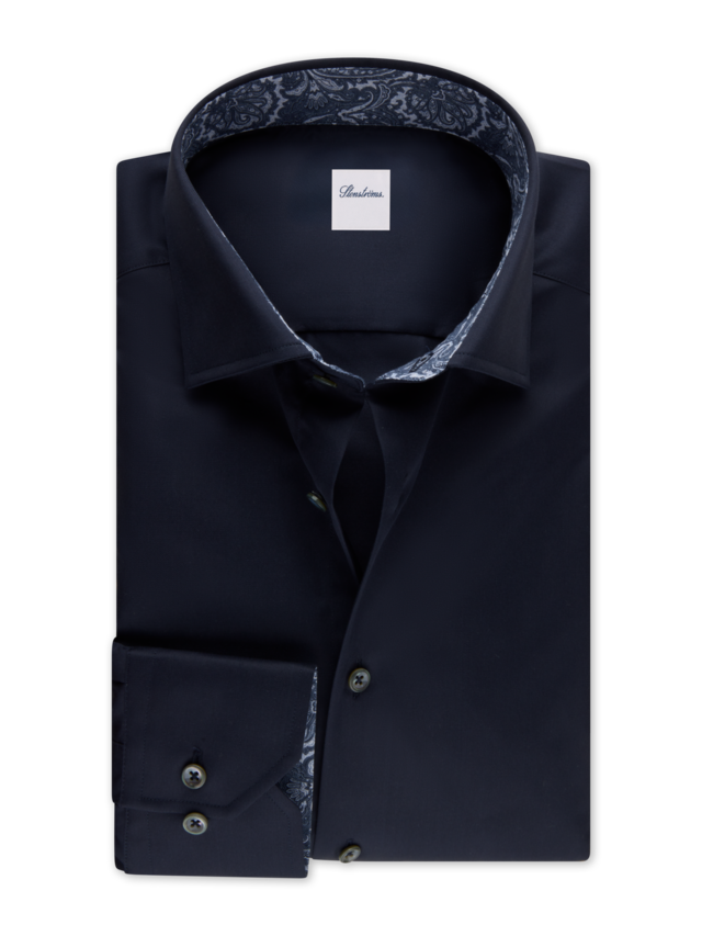 Stenstroms Navy Contrast Twill Shirt