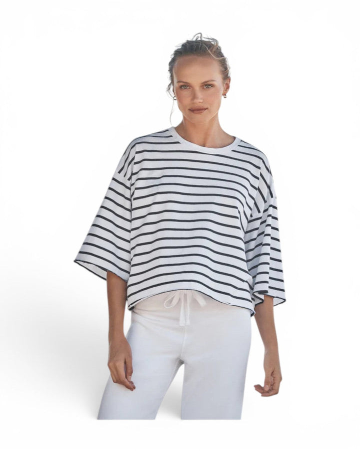 Frank &amp; Eileen Presley Oversized Tee In Wide Navy French Stripe