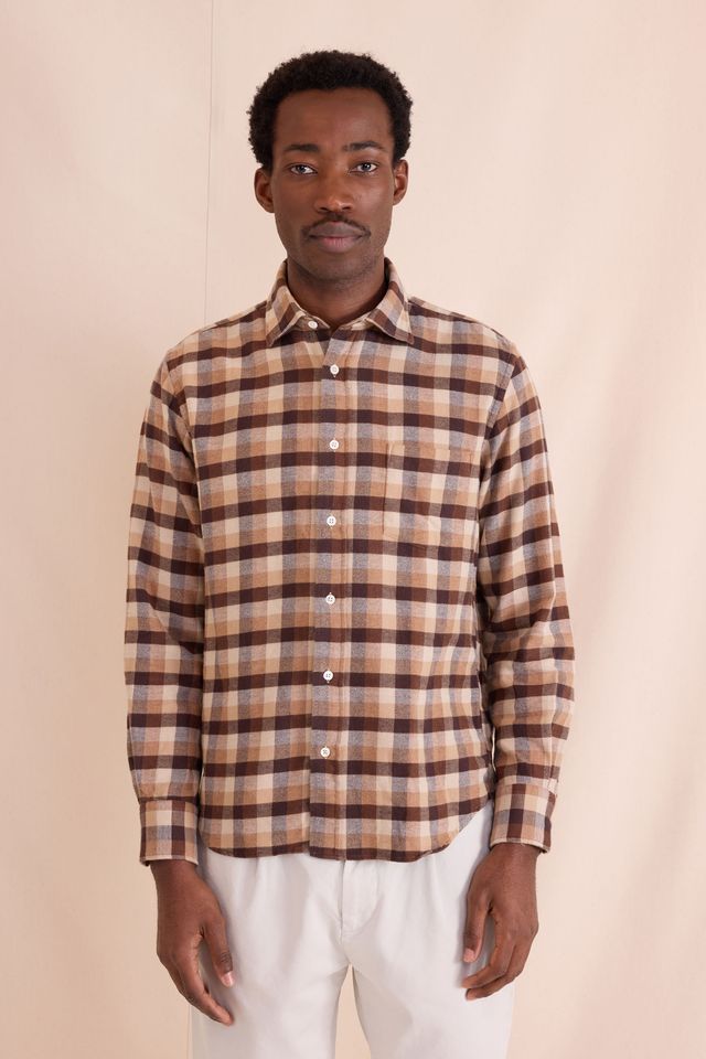 Hartford Woven Paul Shirt in Brown