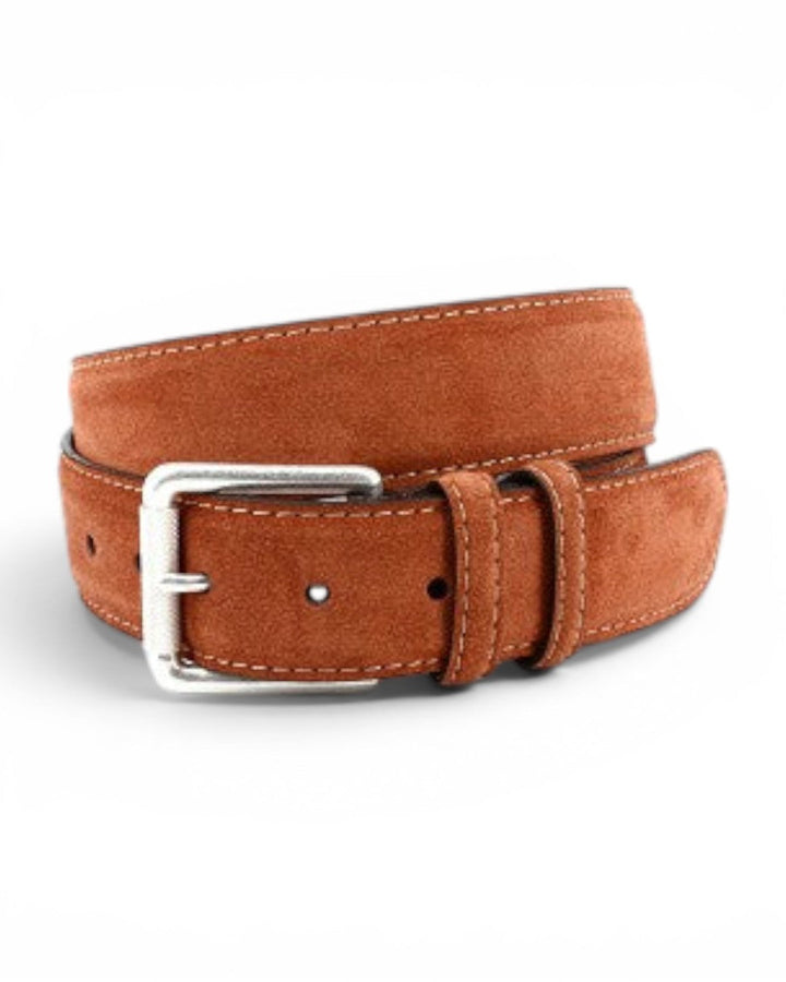 Torino European Calfskin Suede Belt Color Walnut