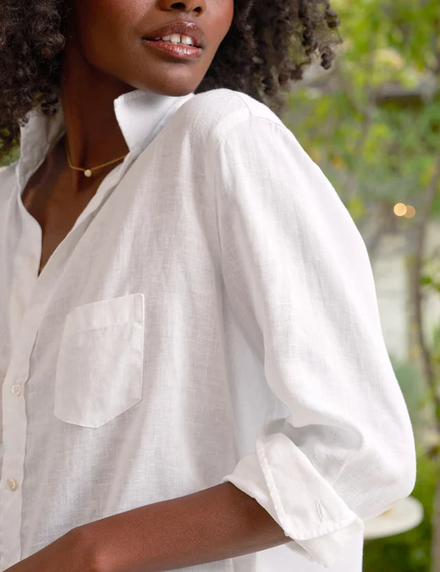 Frank &amp; Eileen Woven Button Up In White Linen