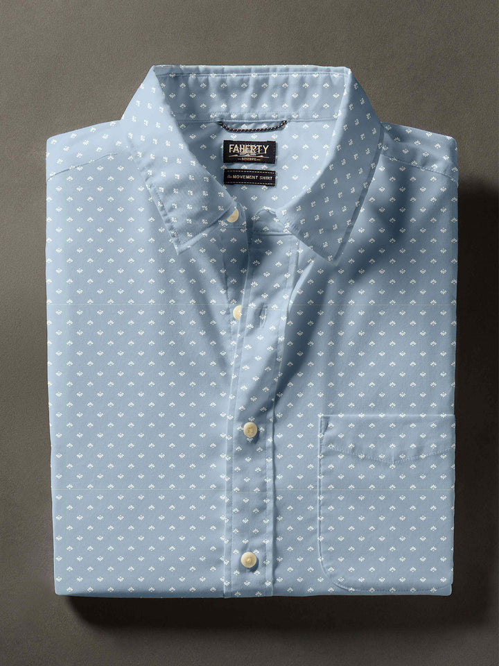 Faherty Ss Monterey Movement Shirt In Teal Shell Beach