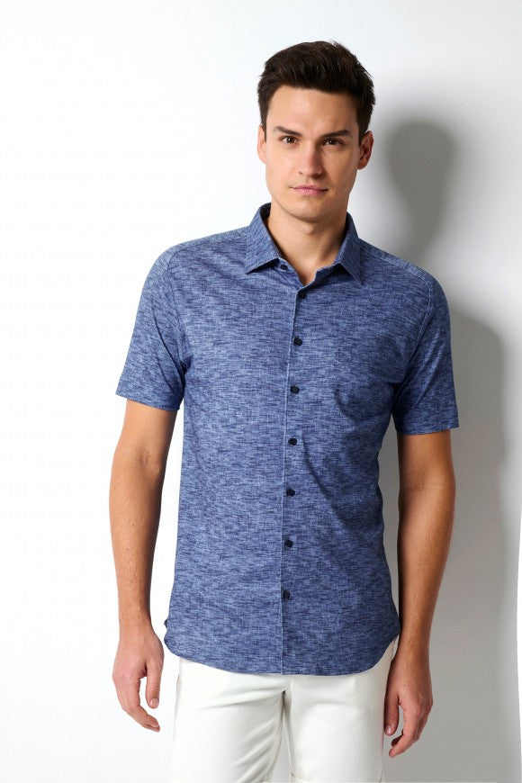Desoto Print Ss Jersey Shirt In Marine