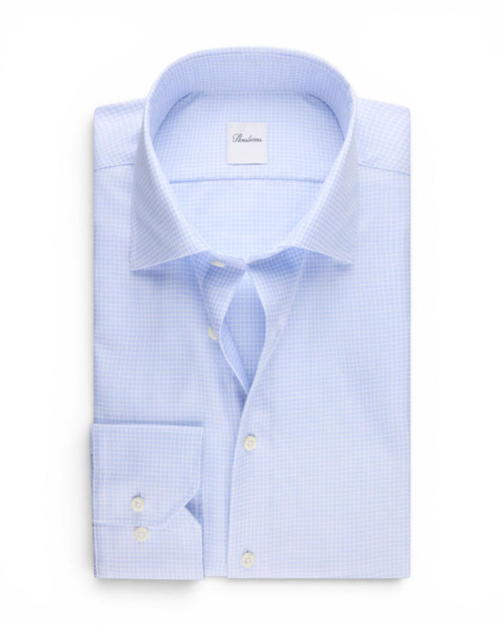 Stenstroms Light Blue Checked Twill Shirt
