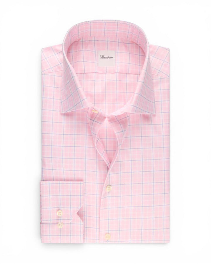 Stenstroms Light Pink Checked Twill Shirt