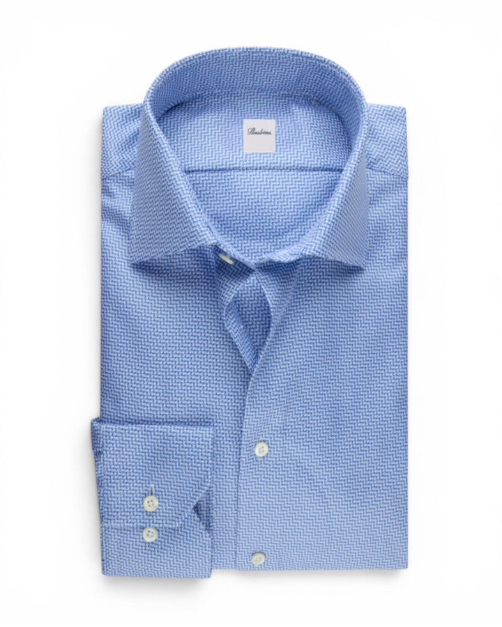 Stenstroms Blue Patterned Twill Shirt