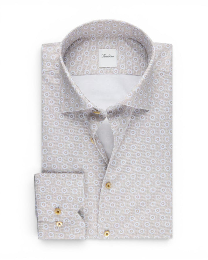 Stenstroms Beige Patterned Twill Shirt
