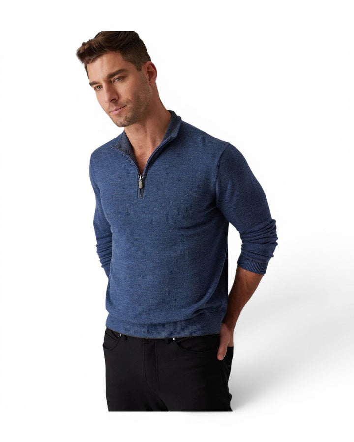 Raffi Merino Zip Mock Indigo