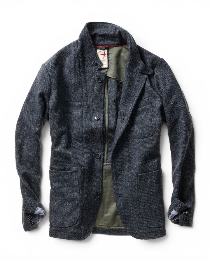 Relwen Heritage Trap Blazer In Bright Blue/Navy Twill