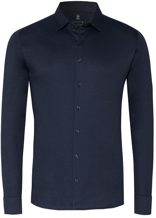 Desoto Pique Long Sleeve In Navy Blue