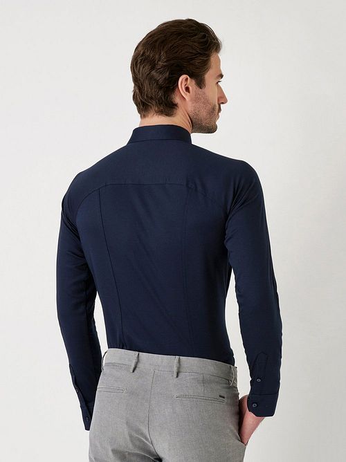 Desoto Pique Long Sleeve In Navy Blue