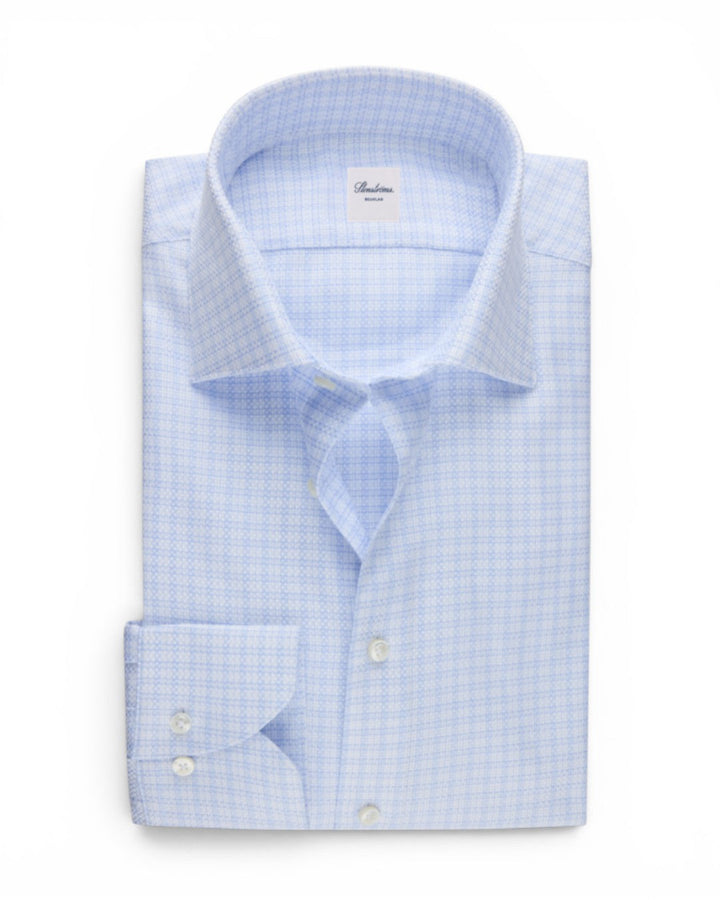 Stenstroms Light Blue Checked Twill Shirt