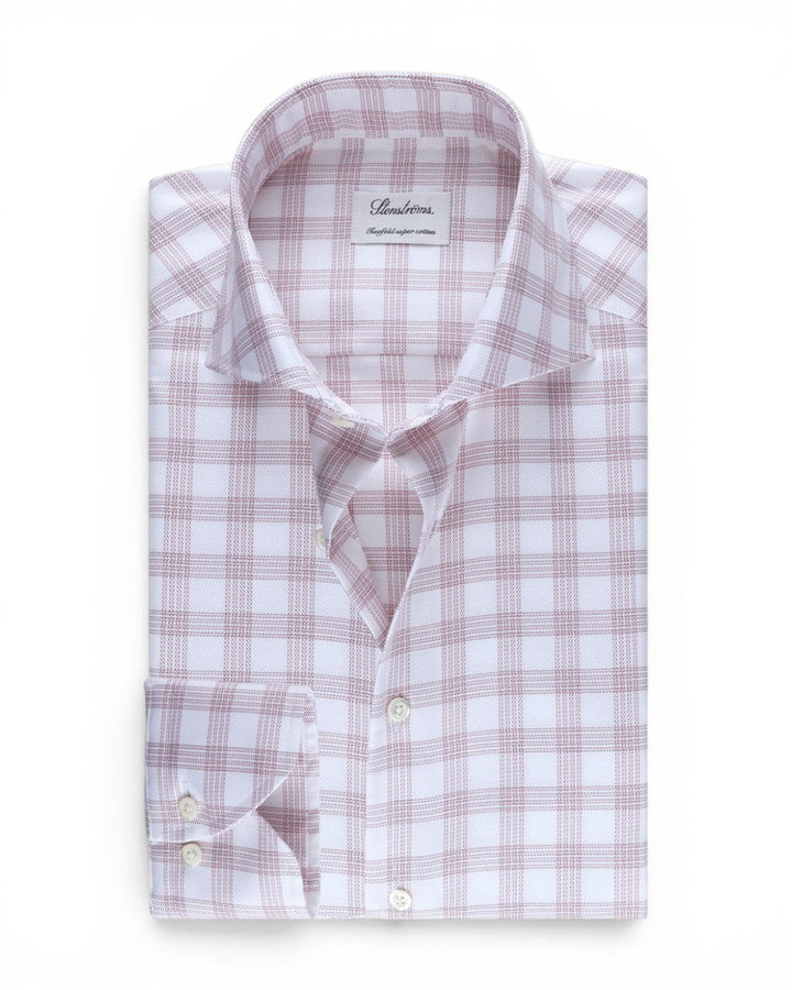 Stenstroms Windowpane Twill Shirt In Pink