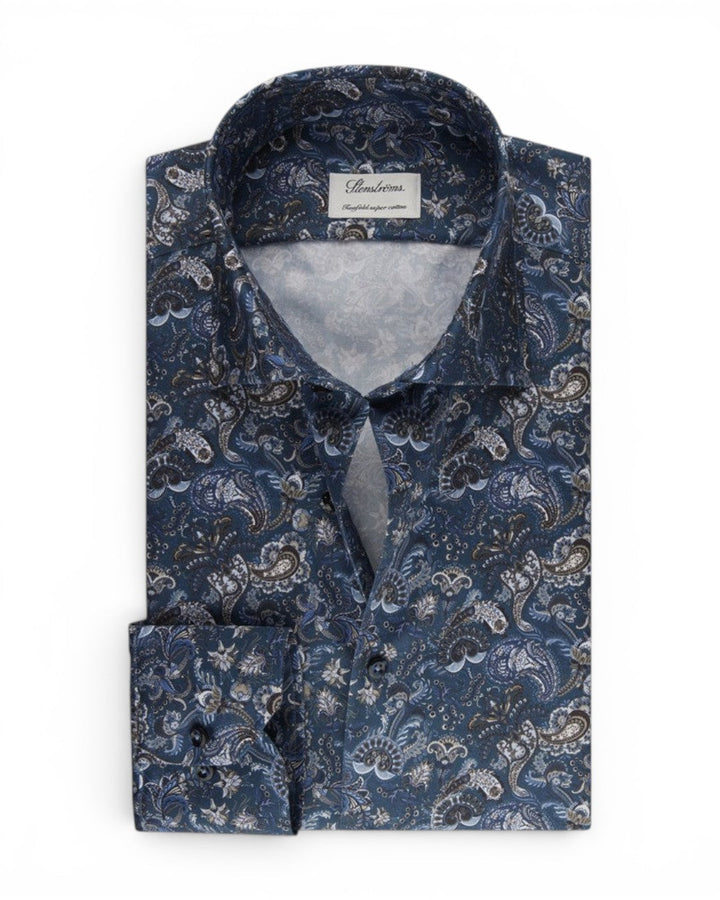 Stenstroms Floral Patterned Twill Shirt In Navy