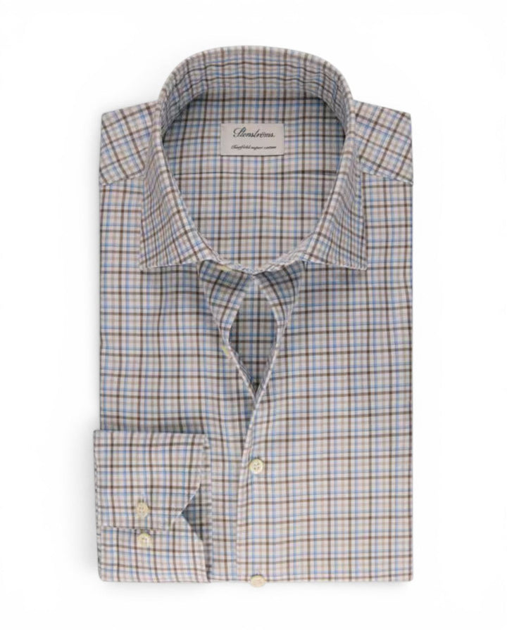 Stenstroms Brown Checked Twill Shirt