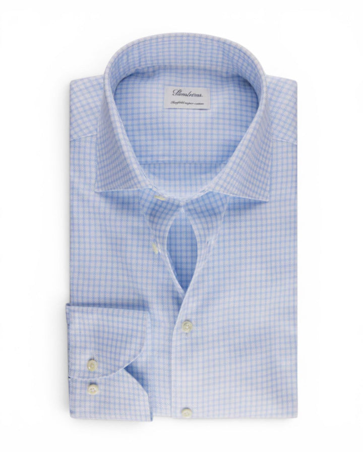 Light Blue Checked Twill Shirt