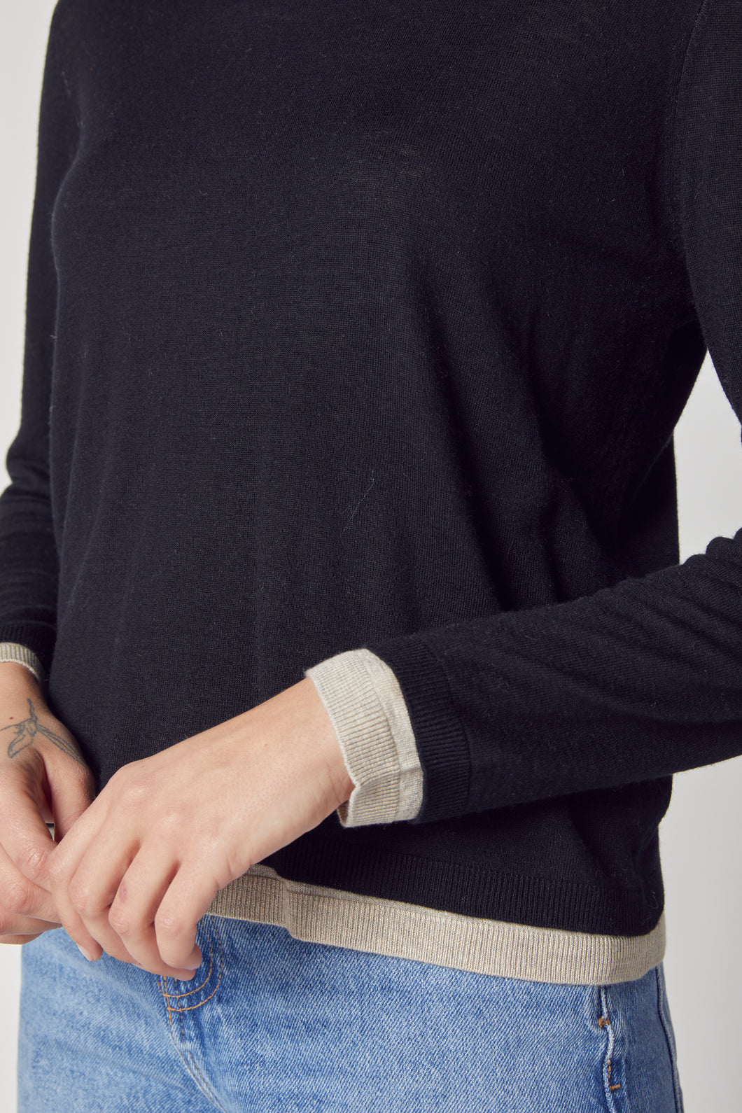 Kokun Double Layer Crewneck in Black