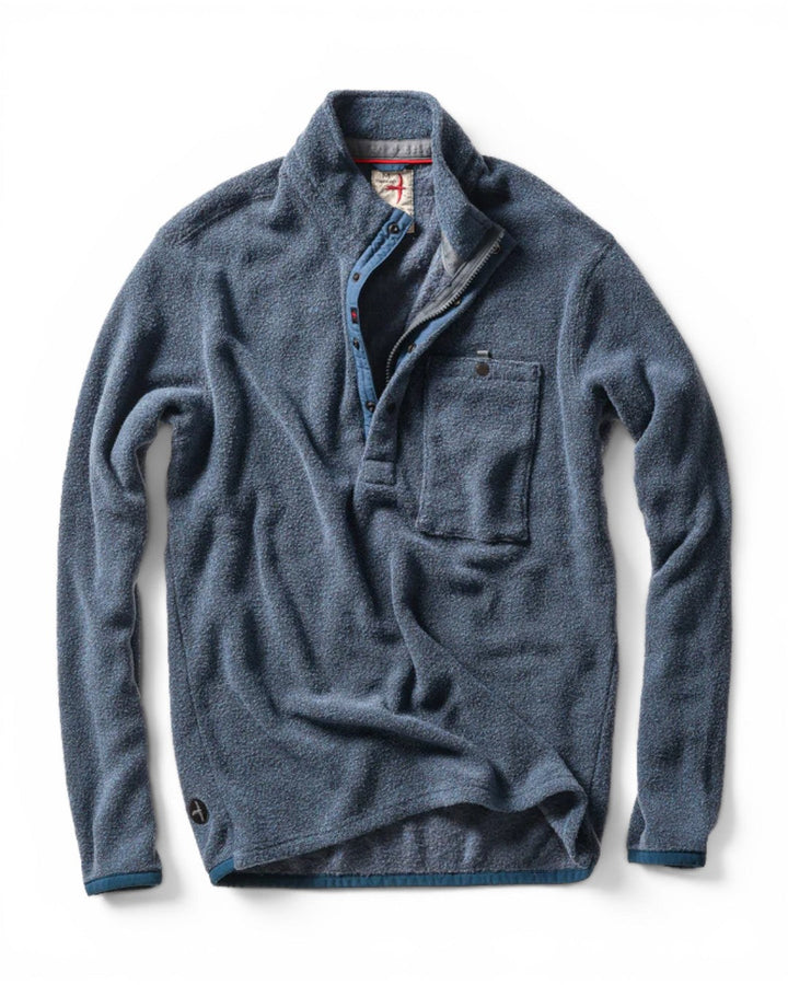 Relwen Terry Snap Zip Mock Navy