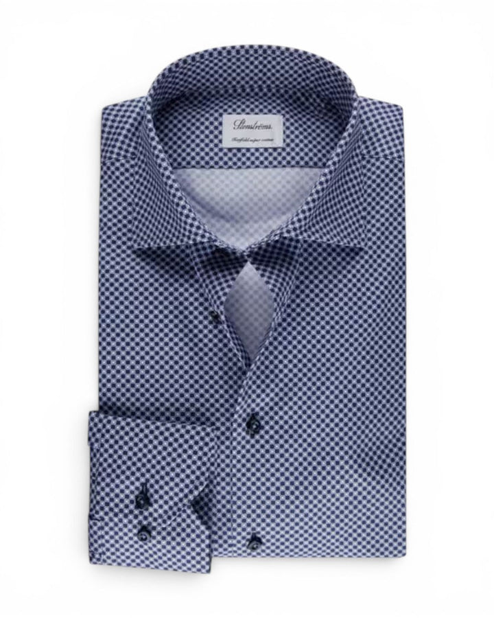 Dark Blue Patterned Twill Shirt