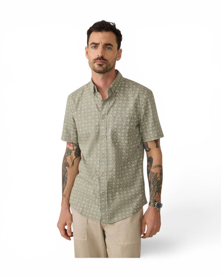 Faherty Ss Breeze Shirt In Sundried Sage Emblem