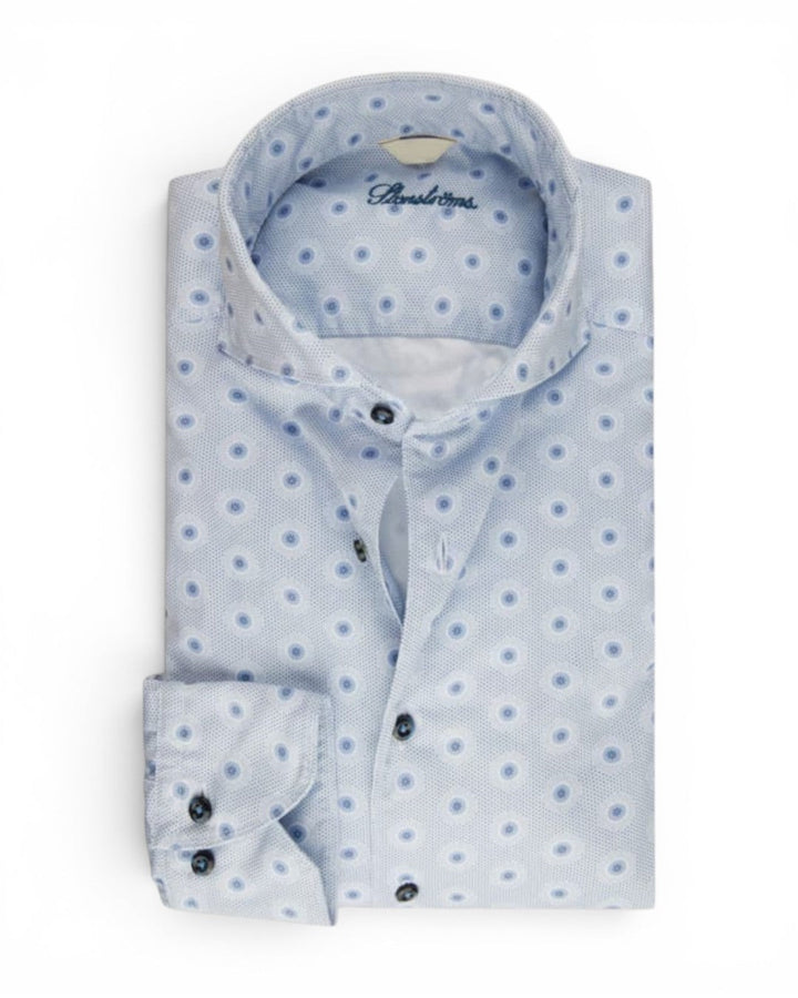 Stenstroms Light Blue Patterned Twill Shirt