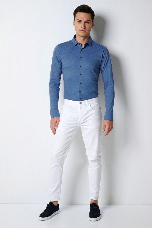 Desoto Pique Long Sleeve In Blue