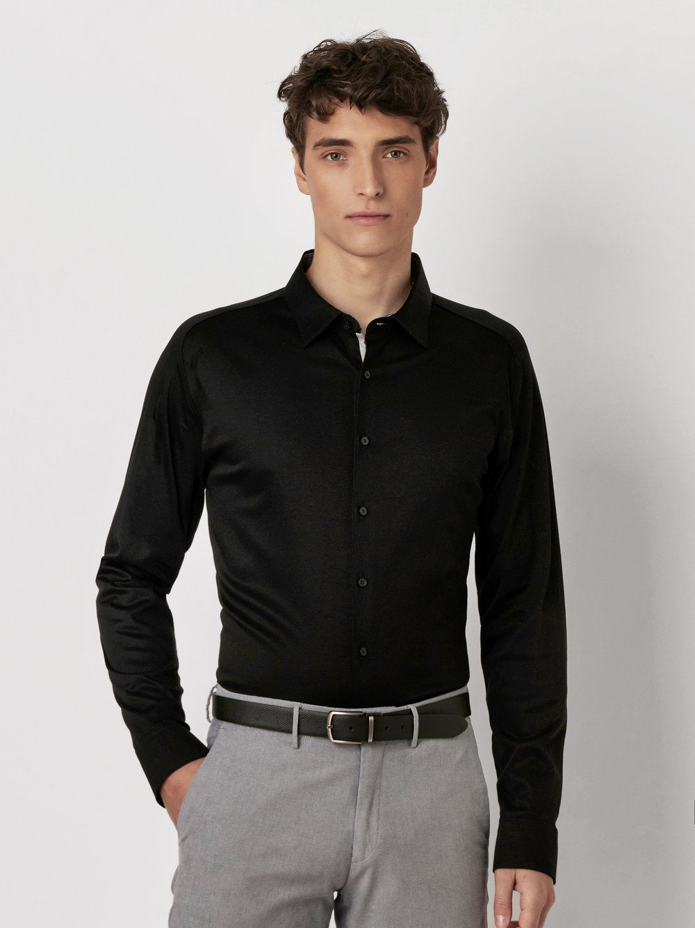 Desoto Pique Ls Shirt In Black