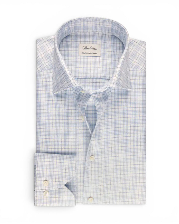 Stenstroms Blue Checked Twill Shirt