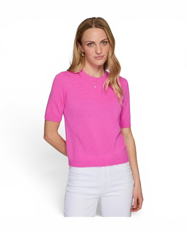 Autumn Cashmere Ss Cropped Crew In Petunia