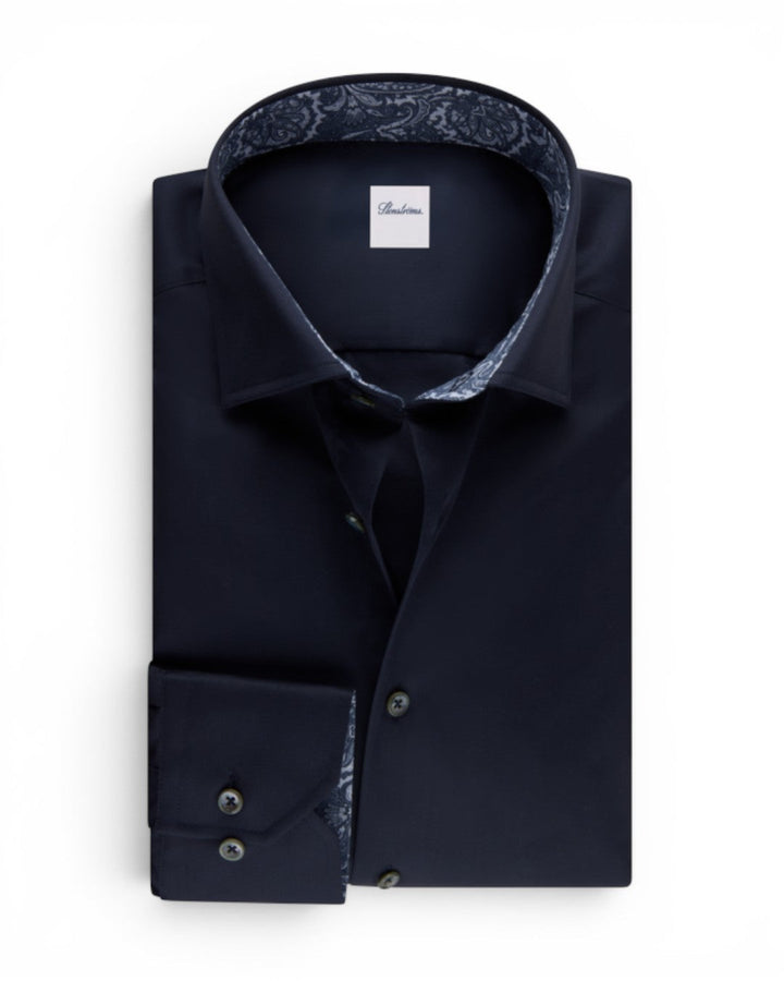 Stenstroms Navy Contrast Twill Shirt