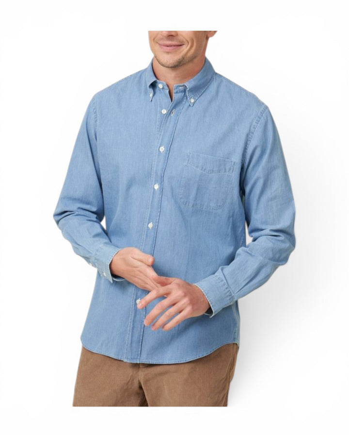 Hartford Woven Pitt Shirt In Light Indigo