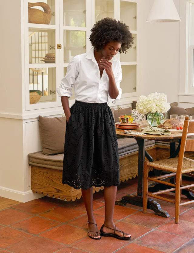 Frank &amp; Eileen Grace Eyelet Midi Skirt In Black